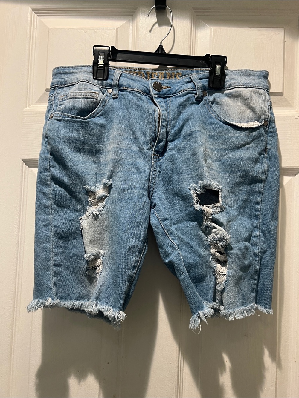 VIP Light Blue Ripped Denim Jean Shorts